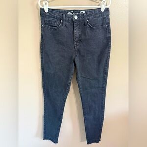 Seven7‎ Black Mid Rise Ankle Skinny 5-Pocket Jeans Stretchy Raw Hem Women's 14